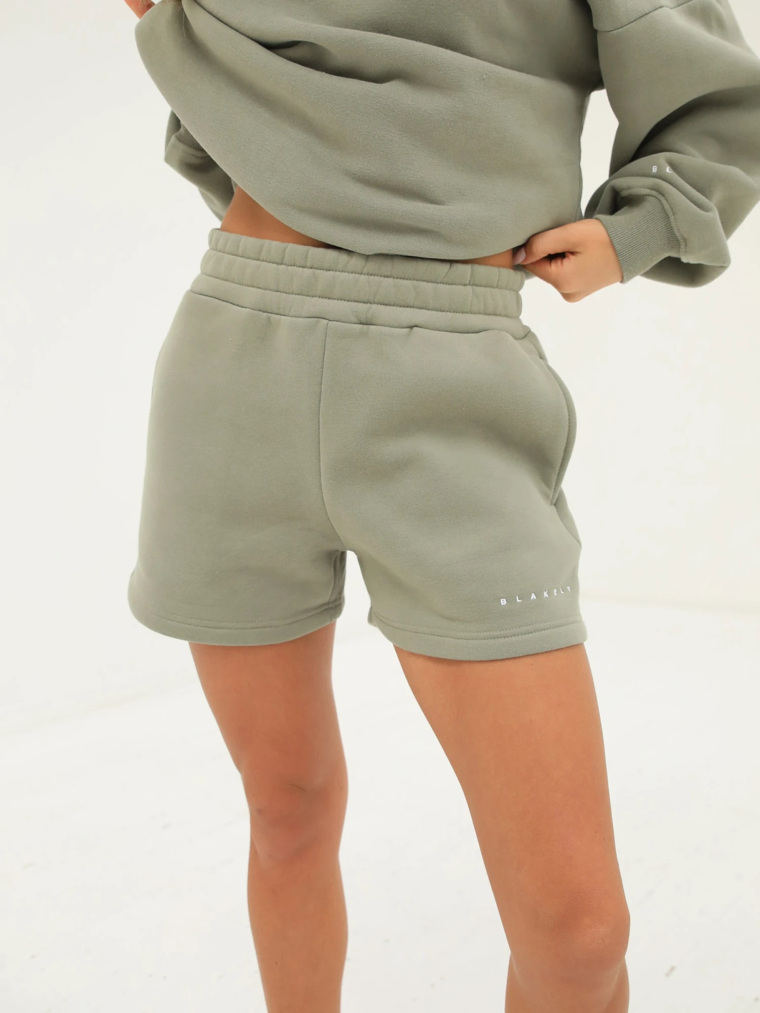 Isabel Jogger Shorts - Olive 1 Isabel Jogger Shorts - Olive