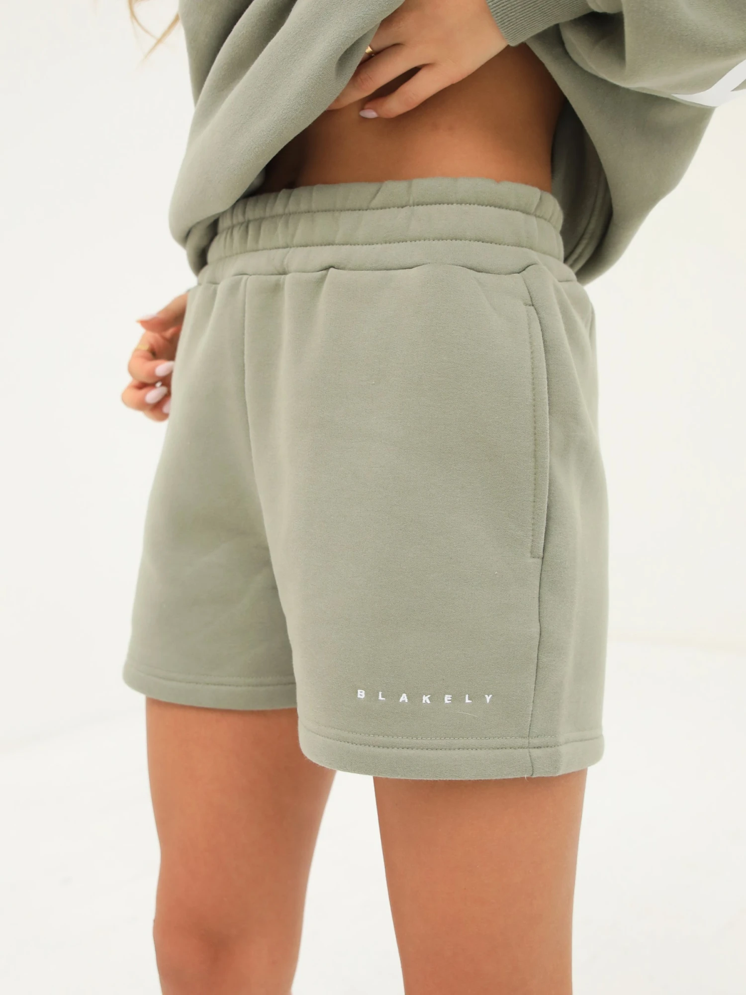 Isabel Jogger Shorts - Olive 2 Isabel Jogger Shorts - Olive - Image 2