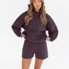 Isabel Hoodie & Jogger Shorts Set - Plum -Blakely Clothing Store 2542XPlum 11D b5631e0b 4b74 404c be01 d24030c9ae4b