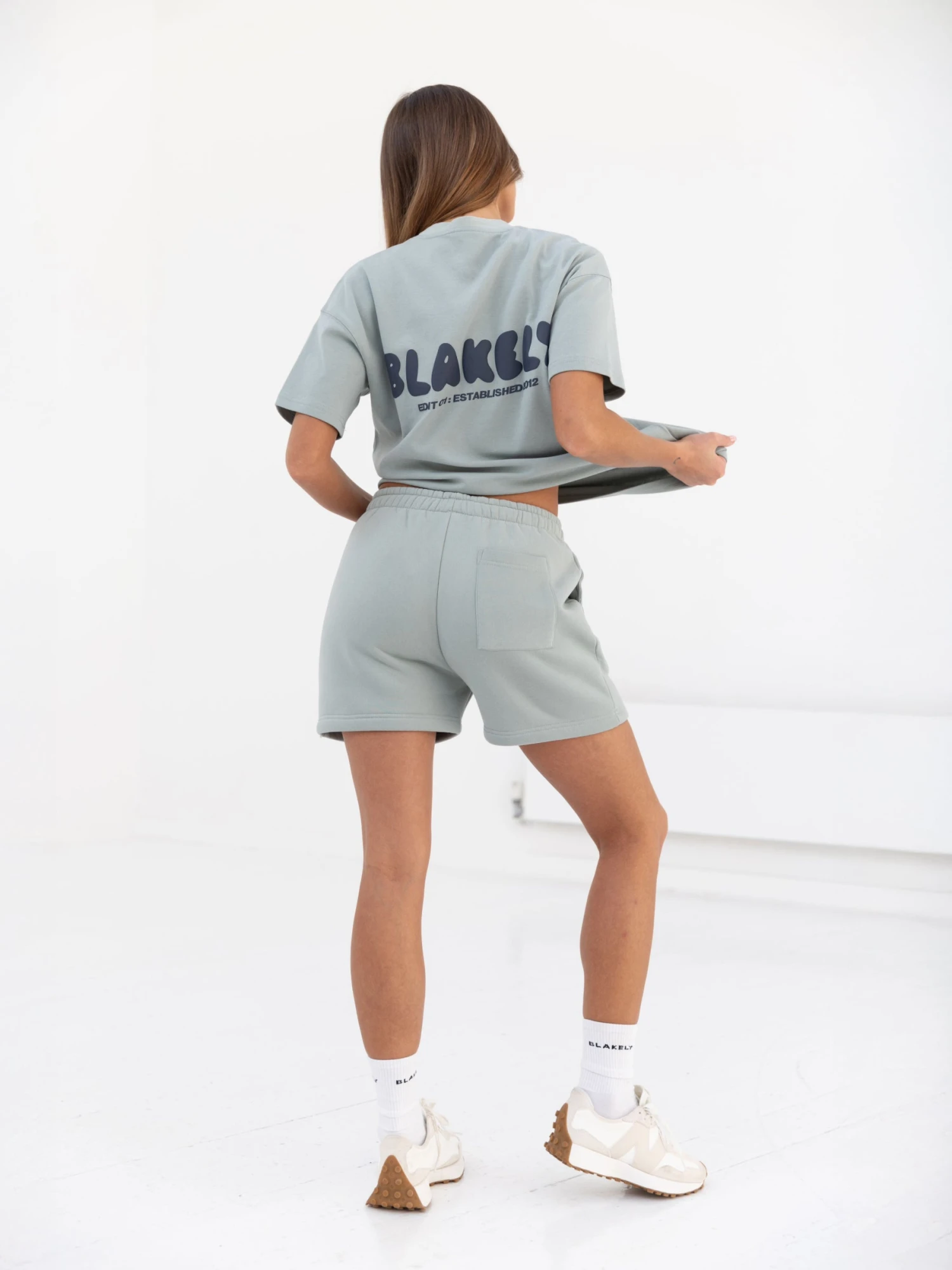 Cloud Print Jogger Shorts - Mineral Blue 2 Cloud Print Jogger Shorts - Mineral Blue - Image 2