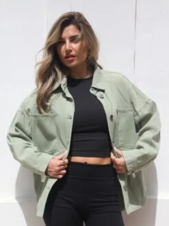 Francesca Shacket - Sage Green -Blakely Clothing Store 2587Sage 03D