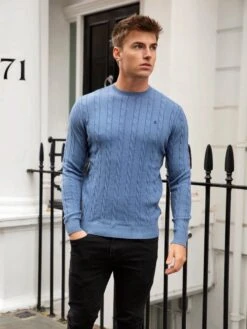 Burley Knitted Jumper - Blue -Blakely Clothing Store 2638Blue 01D