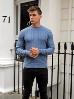 Burley Knitted Jumper - Blue -Blakely Clothing Store 2638Blue 06D