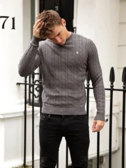 Burley Knitted Jumper - Grey -Blakely Clothing Store 2638Grey 03D