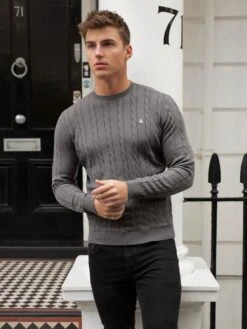 Burley Knitted Jumper - Grey -Blakely Clothing Store 2638Grey 06D