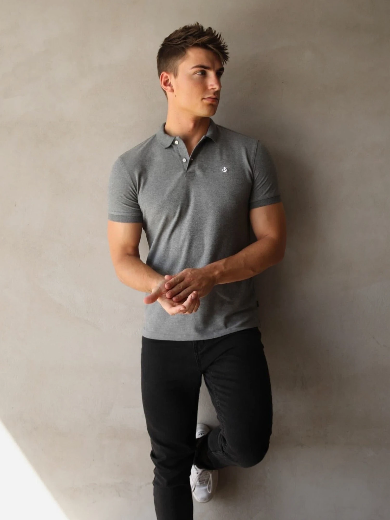 Burton Marl Polo Shirt - Grey 2 Burton Marl Polo Shirt - Grey - Image 2