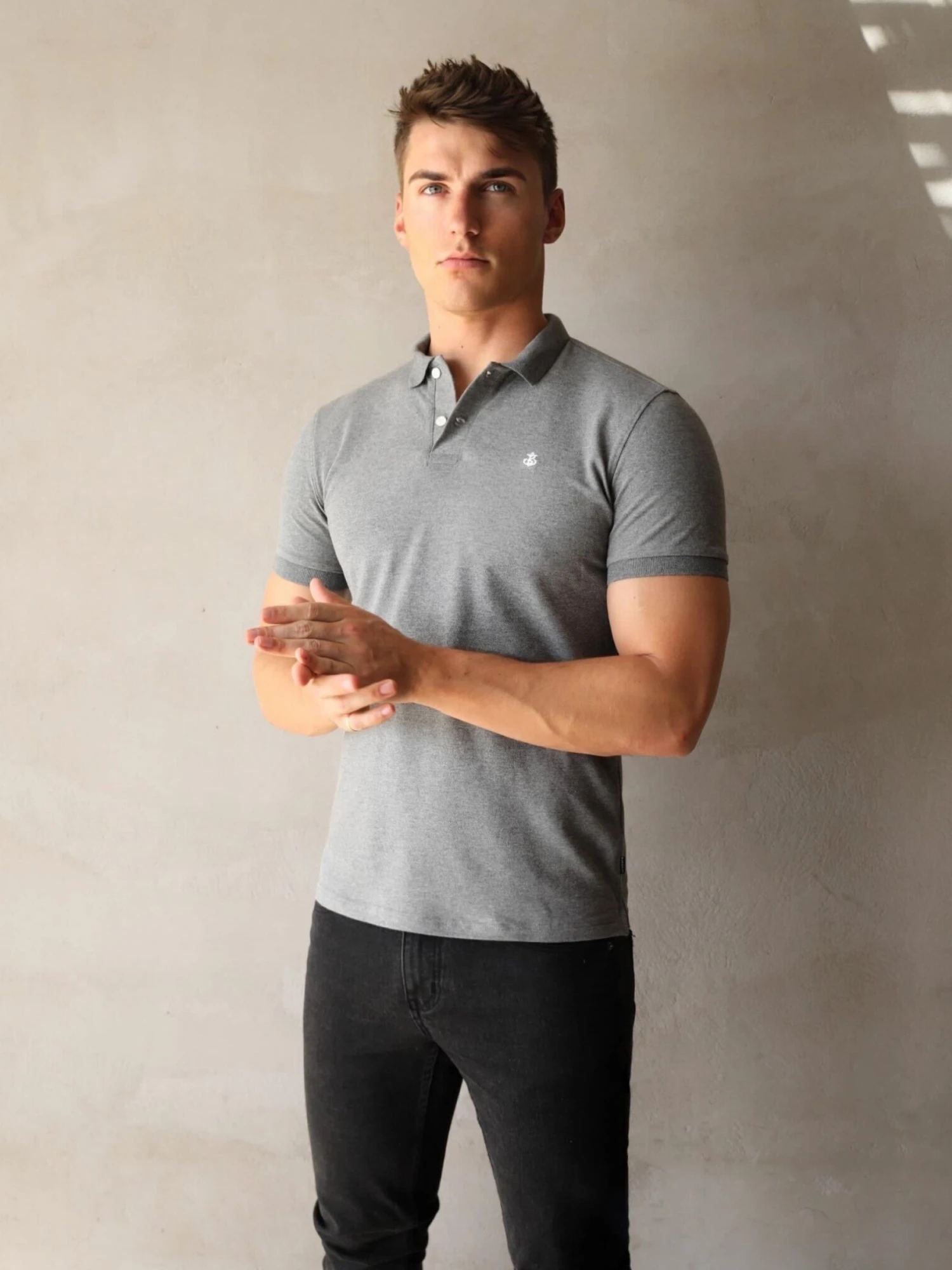 Burton Marl Polo Shirt - Grey 4 Burton Marl Polo Shirt - Grey - Image 4