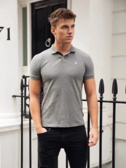 Burton Marl Polo Shirt - Grey 11 Burton Marl Polo Shirt - Grey -Blakely Clothing Store 2641MarlDarkGrey 03D