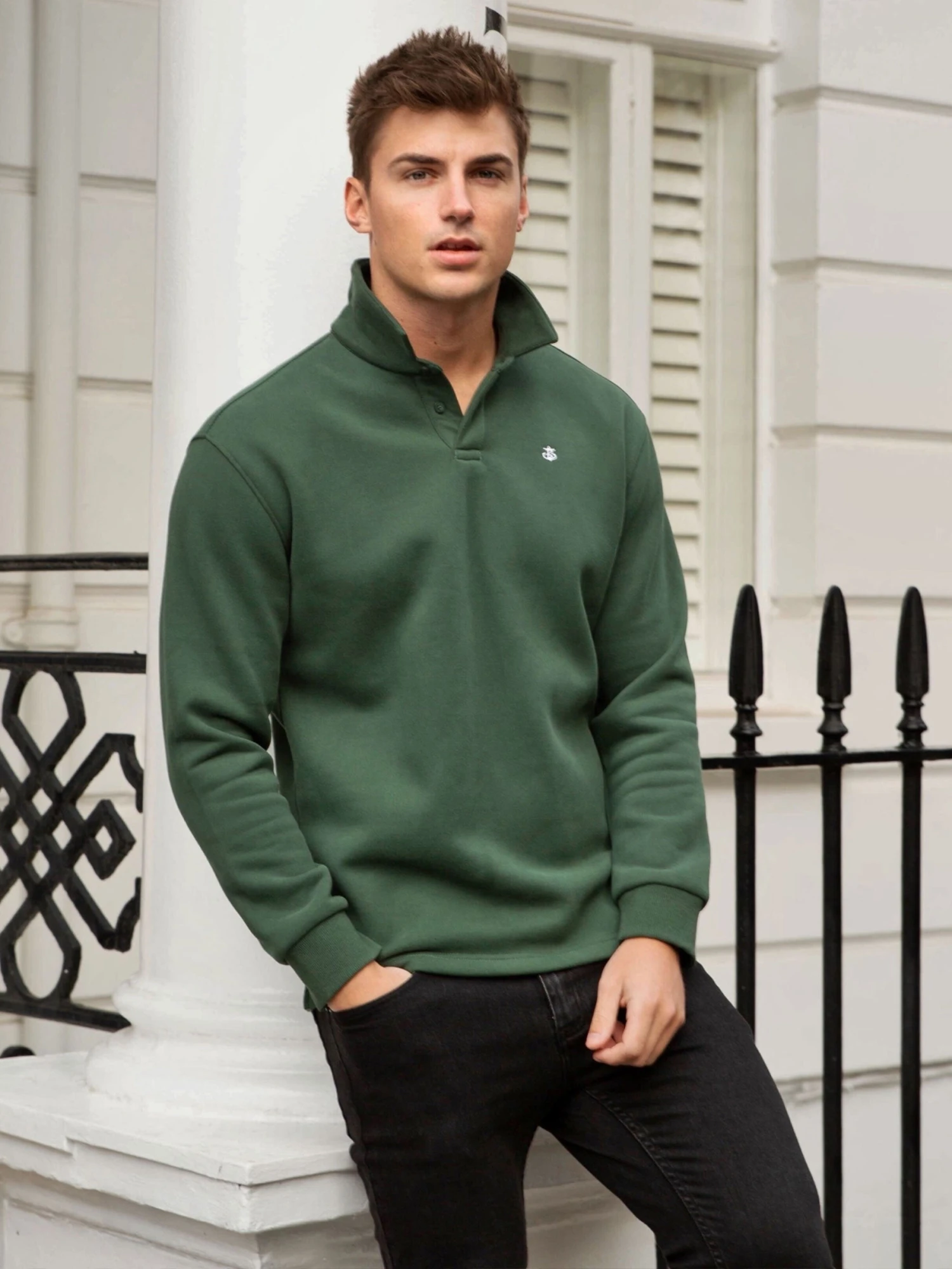 Otley Collared Jumper - Green 1 Otley Collared Jumper - Green