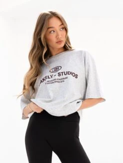 Madison Ultra Oversized T-Shirt - Marl White -Blakely Clothing Store 2671MARLGREY04D