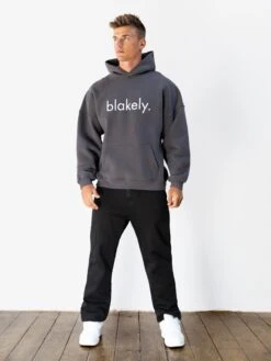 Blakely Logo Relaxed Hoodie - Charcoal -Blakely Clothing Store 2693IMCHARCOALD 1