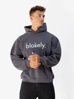 Blakely Logo Relaxed Hoodie - Charcoal