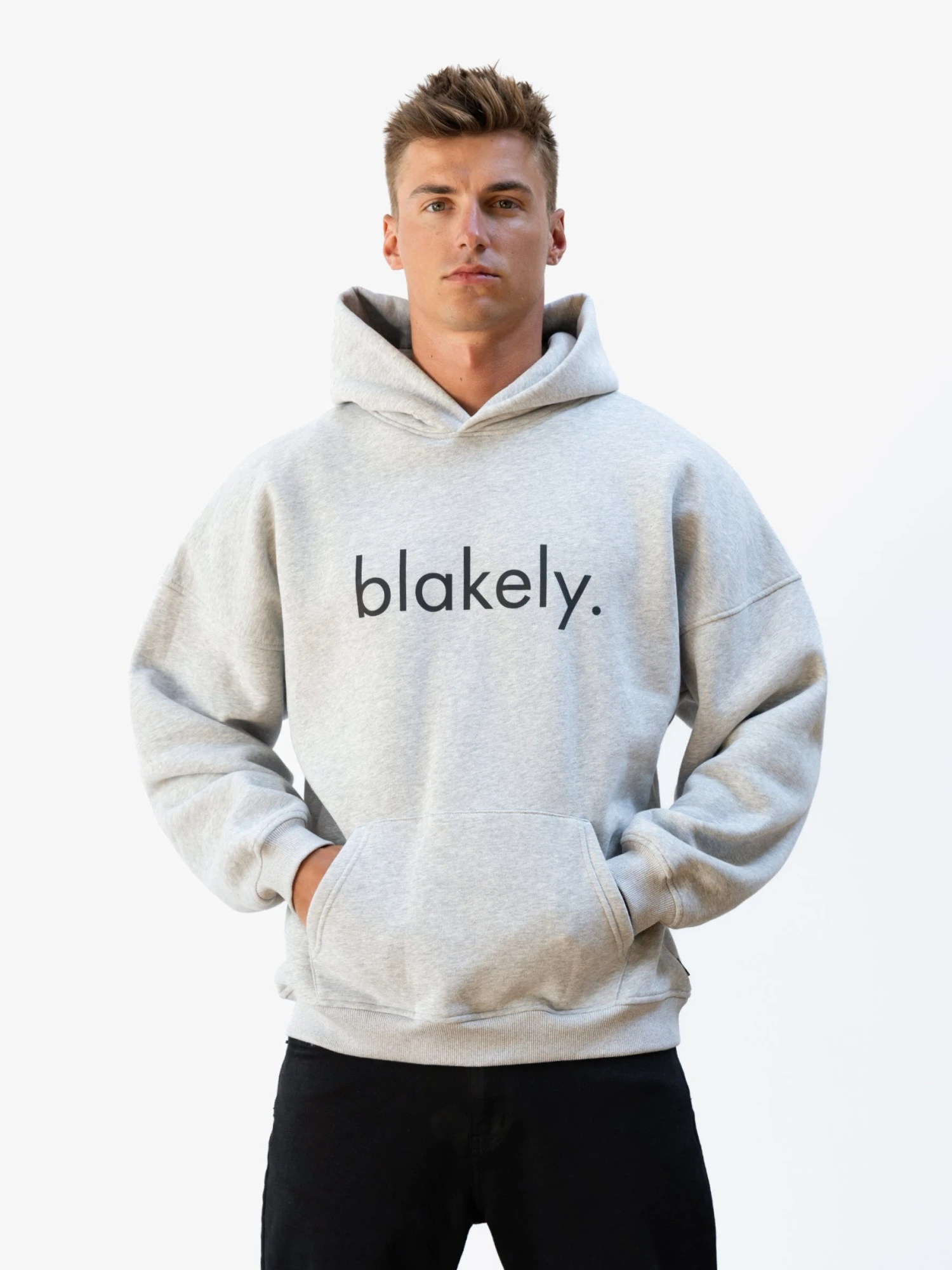 Logo Relaxed Hoodie - Marl Grey 1 Logo Relaxed Hoodie - Marl Grey