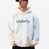 Blakely Logo Relaxed Hoodie - Marl White -Blakely Clothing Store 2693IMMARLWHITELEADD