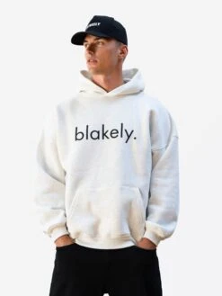 Blakely Logo Relaxed Hoodie - Marl White