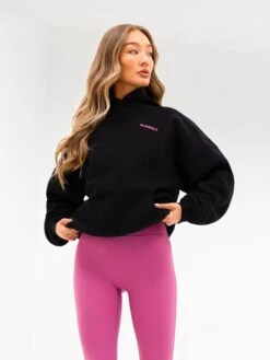 Amelie Oversized Hoodie - Black & Pink -Blakely Clothing Store 2693PBLACK03D