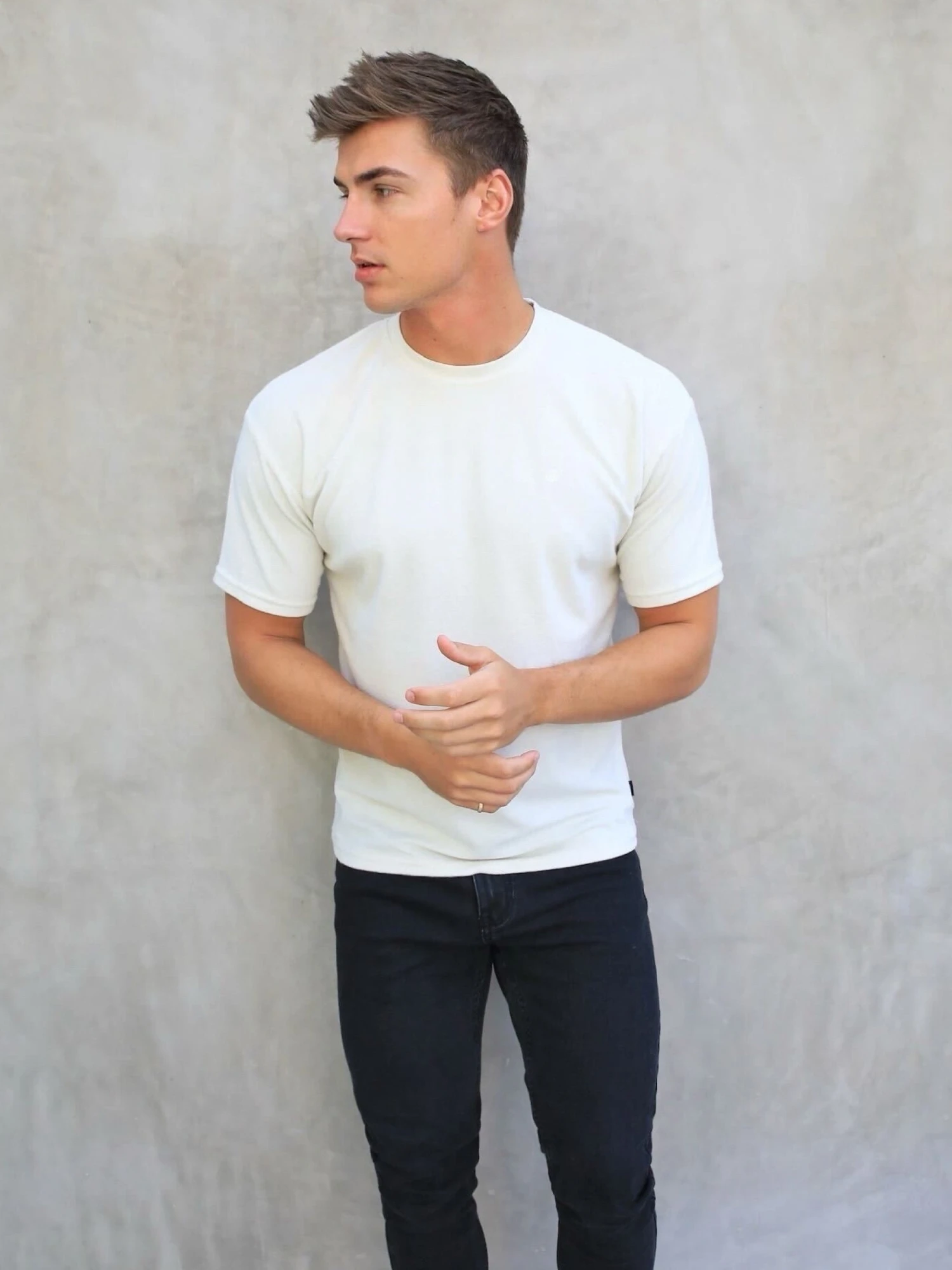 Soft Textured T-Shirt - Off White 6 Soft Textured T-Shirt - Off White - Image 6