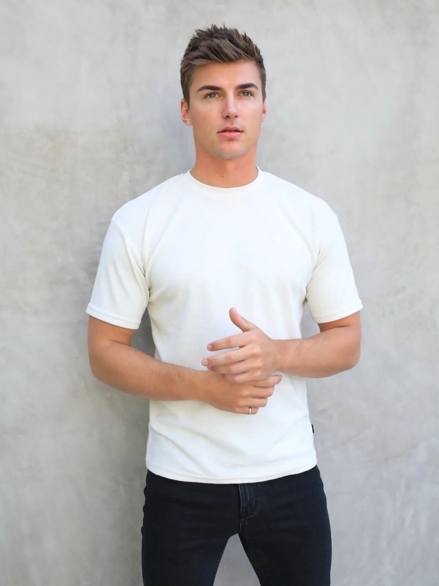 Soft Textured T-Shirt - Off White 1 Soft Textured T-Shirt - Off White