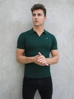 Blakely Oakland Polo - Forest Green Slim Fit V-Neck