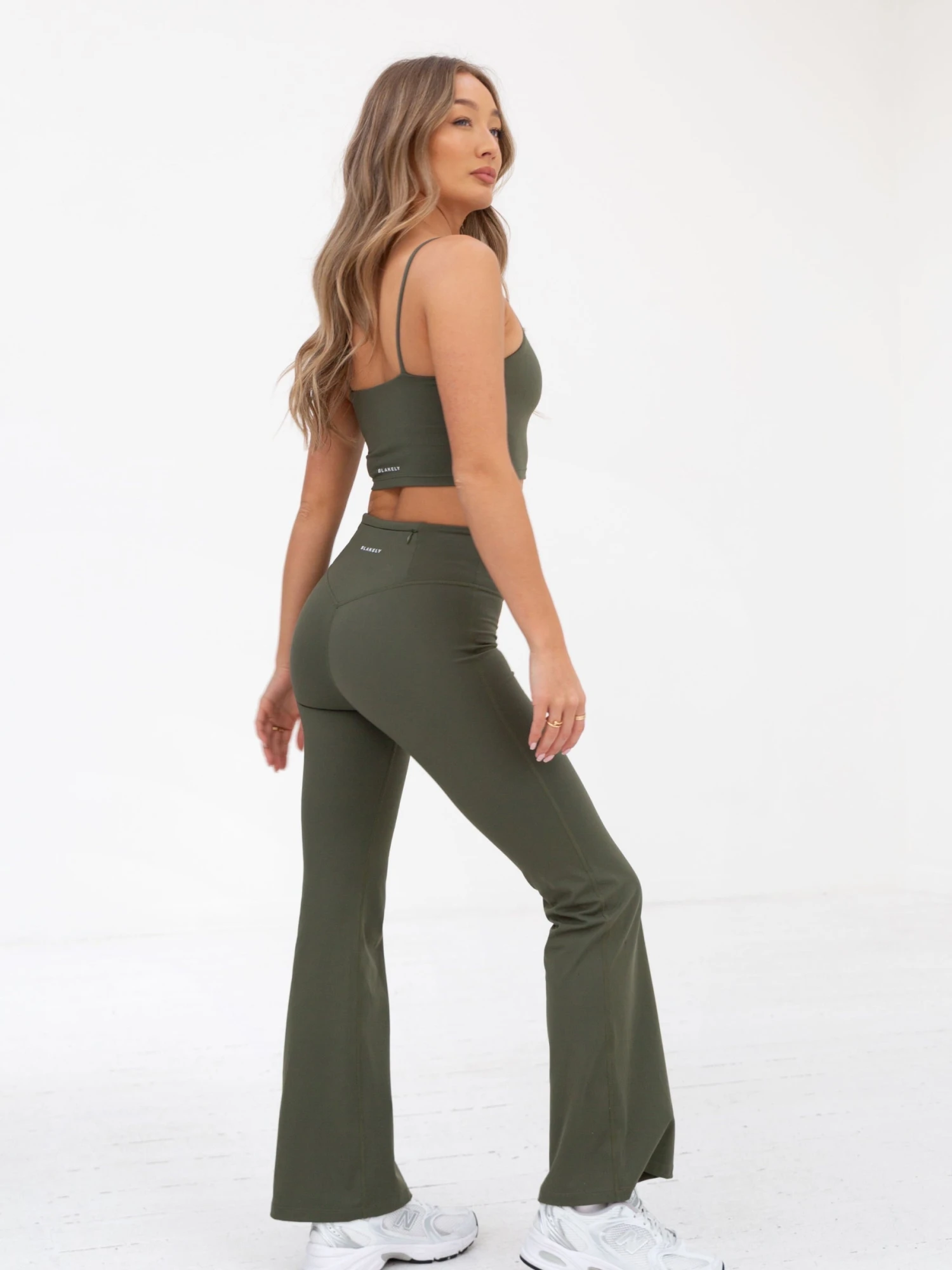 Soft Sculpt Wide Leg Leggings - Khaki Green 4 Soft Sculpt Wide Leg Leggings - Khaki Green - Image 4