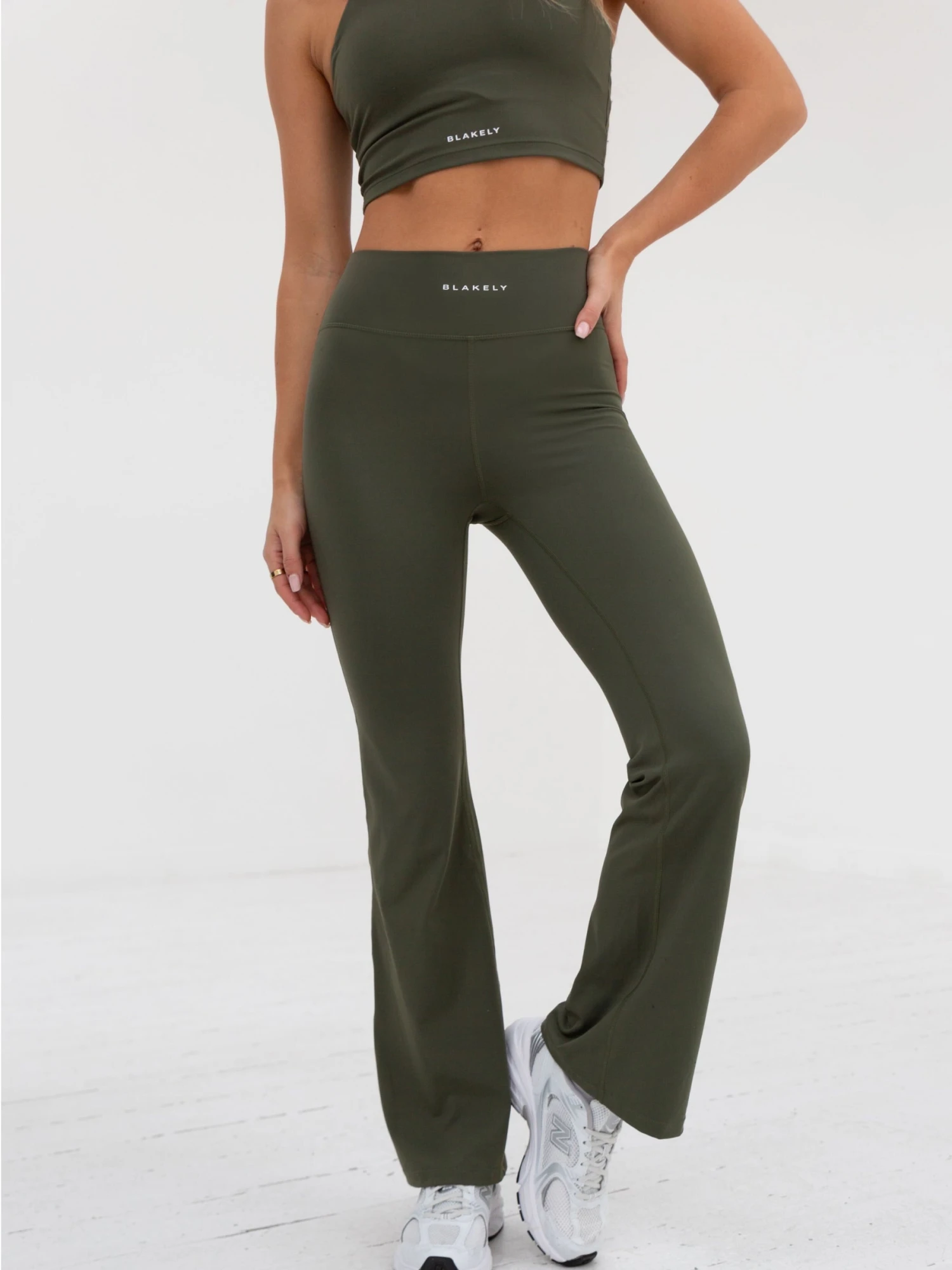 Soft Sculpt Wide Leg Leggings - Khaki Green 6 Soft Sculpt Wide Leg Leggings - Khaki Green - Image 6