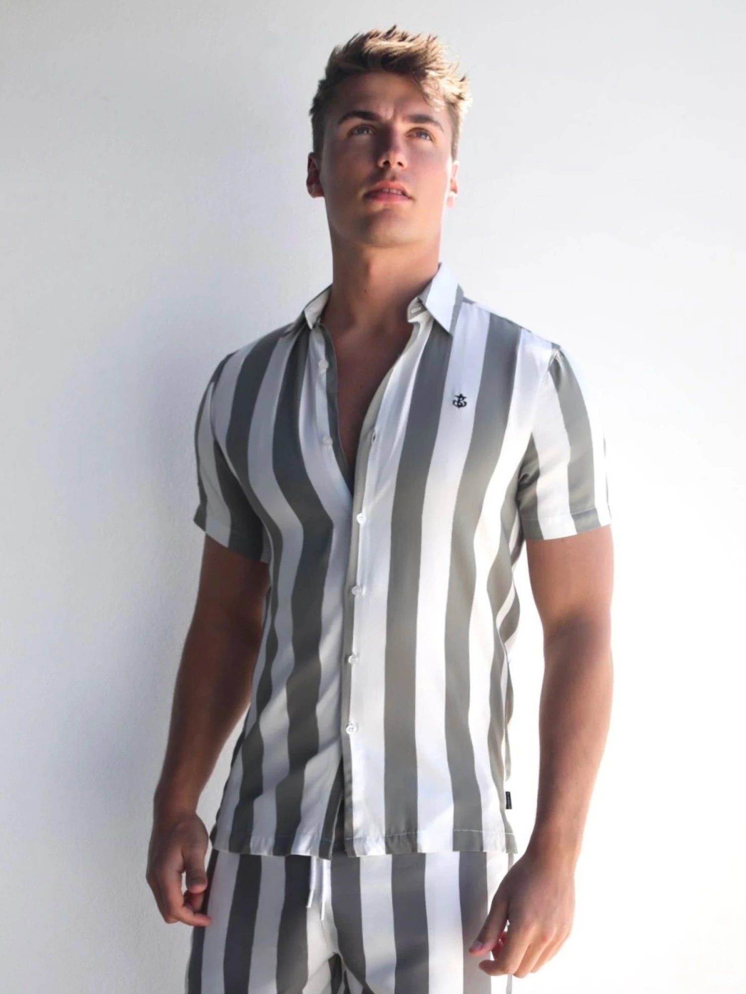 Riccardo Stripe Shirt - Safari Green 1 Riccardo Stripe Shirt - Safari Green