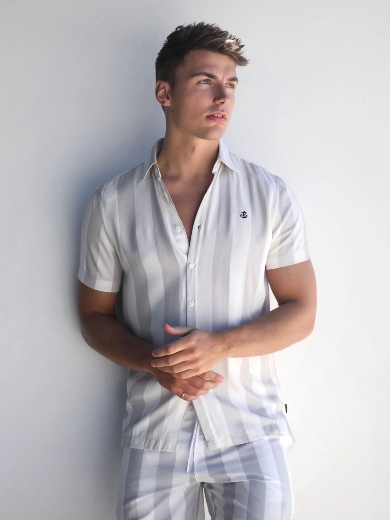 Riccardo Stripe Shirt - Stone 1 Riccardo Stripe Shirt - Stone