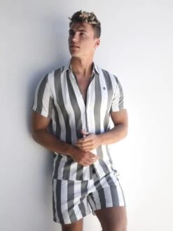 Riccardo Stripe Shirt - Safari Green 8 Riccardo Stripe Shirt - Safari Green -Blakely Clothing Store 2783Safarigreen 01D