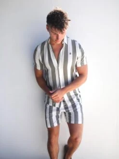 Riccardo Stripe Shirt - Safari Green 7 Riccardo Stripe Shirt - Safari Green -Blakely Clothing Store 2783Safarigreen 03D