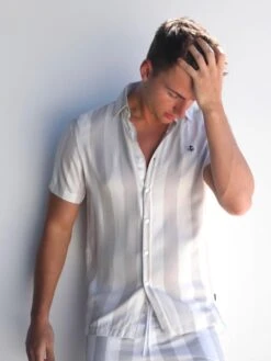 Riccardo Stripe Shirt - Stone 9 Riccardo Stripe Shirt - Stone -Blakely Clothing Store 2783Stone 02D