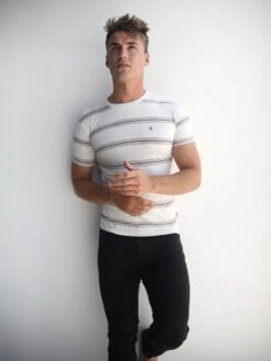 Marcello Stripe T-Shirt - White -Blakely Clothing Store 2789White 02D