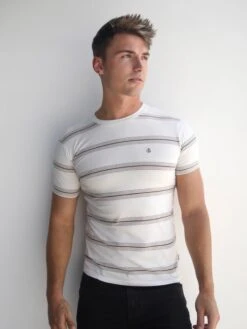 Marcello Stripe T-Shirt - White -Blakely Clothing Store 2789White 03D