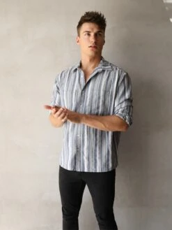 Rialto Stripe Shirt - Blue -Blakely Clothing Store 2811Blue 02D
