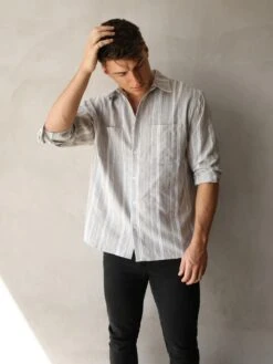 Rialto Stripe Shirt - Taupe -Blakely Clothing Store 2811Taupe 05D