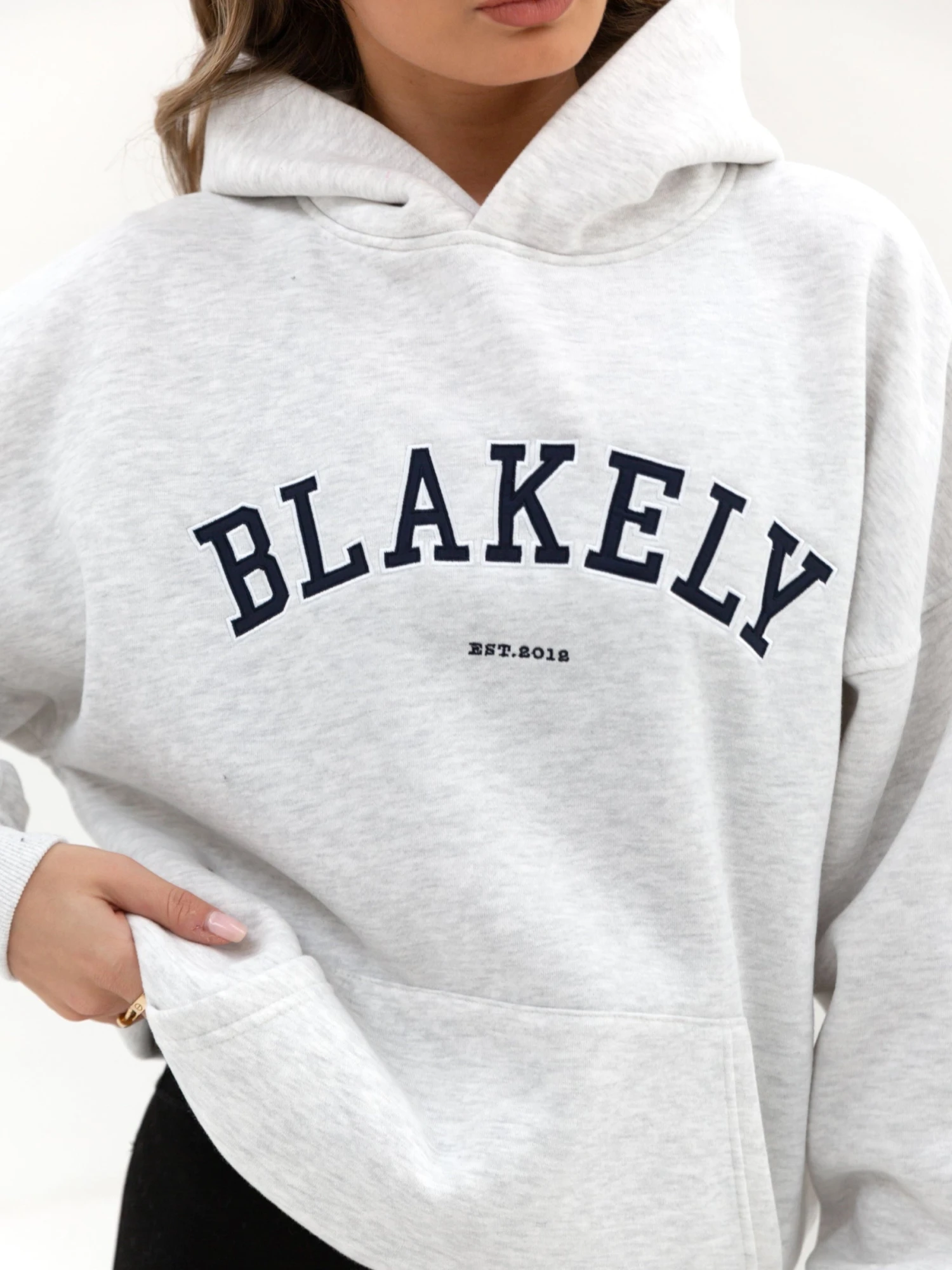 Varsity Oversized Hoodie - Marl White 2 Varsity Oversized Hoodie - Marl White - Image 2