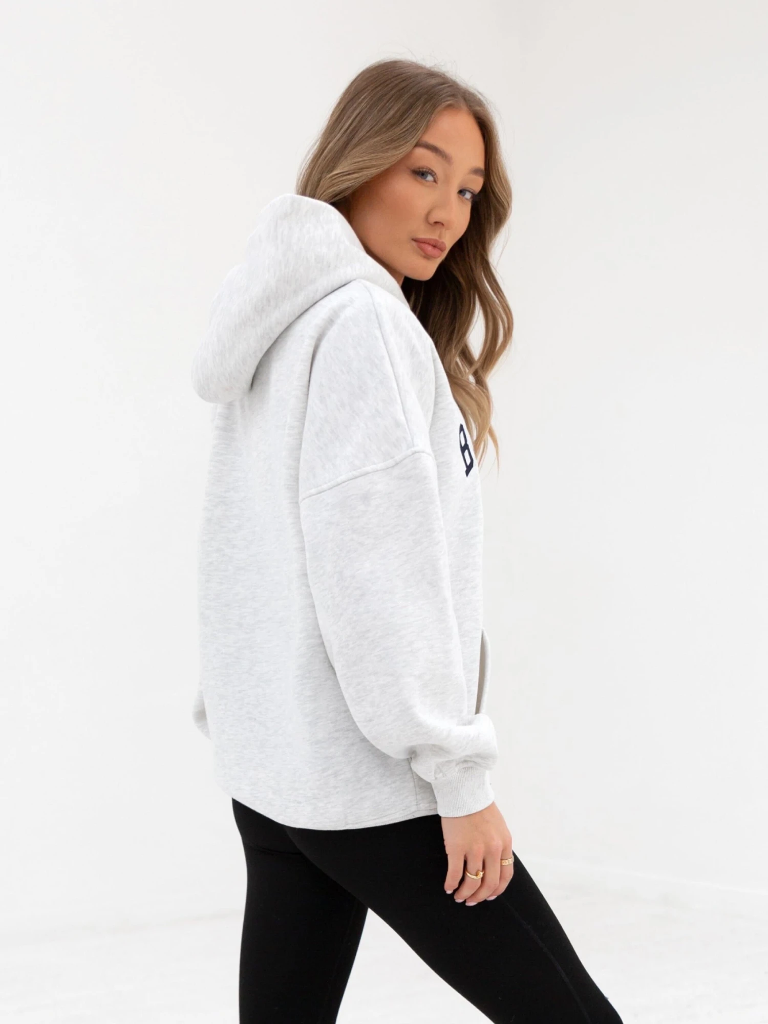 Varsity Oversized Hoodie - Marl White 5 Varsity Oversized Hoodie - Marl White - Image 5