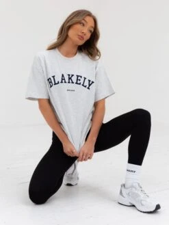 Varsity Oversized T-Shirt - Marl White -Blakely Clothing Store 2830VARWGrey 01D 1