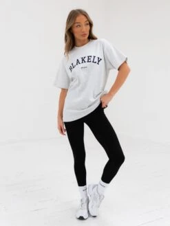 Varsity Oversized T-Shirt - Marl White -Blakely Clothing Store 2830VARWGrey 01D 7