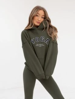 Yoga Oversized Hoodie - Khaki Green -Blakely Clothing Store 2831Khaki 02D