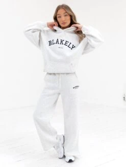 Varsity Wide Leg Sweatpants - Marl White -Blakely Clothing Store 2848VARW GreyD 1
