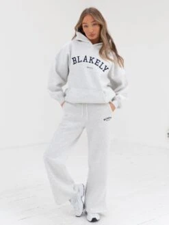 Varsity Wide Leg Sweatpants - Marl White -Blakely Clothing Store 2848VARW GreyD 2