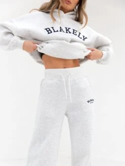 Varsity Wide Leg Sweatpants - Marl White -Blakely Clothing Store 2848VARW GreyD 3