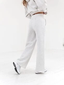 Varsity Wide Leg Sweatpants - Marl White -Blakely Clothing Store 2848VARW GreyD 5