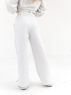 Varsity Wide Leg Sweatpants - Marl White -Blakely Clothing Store 2848VARW GreyD 6