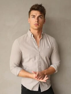 Modena Stripe Shirt - Light Grey -Blakely Clothing Store 2863Grey 01D