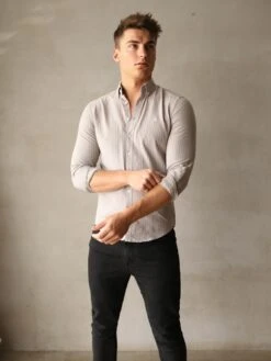 Modena Stripe Shirt - Light Grey -Blakely Clothing Store 2863Grey 02D