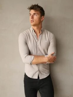 Modena Stripe Shirt - Light Grey -Blakely Clothing Store 2863Grey 03D