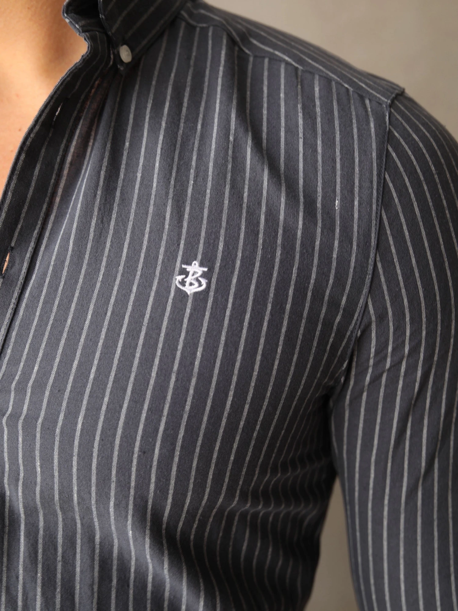 Blakely Modena Stripe Slim Fit Shirt - Navy 3 Blakely Modena Stripe Slim Fit Shirt - Navy - Image 3