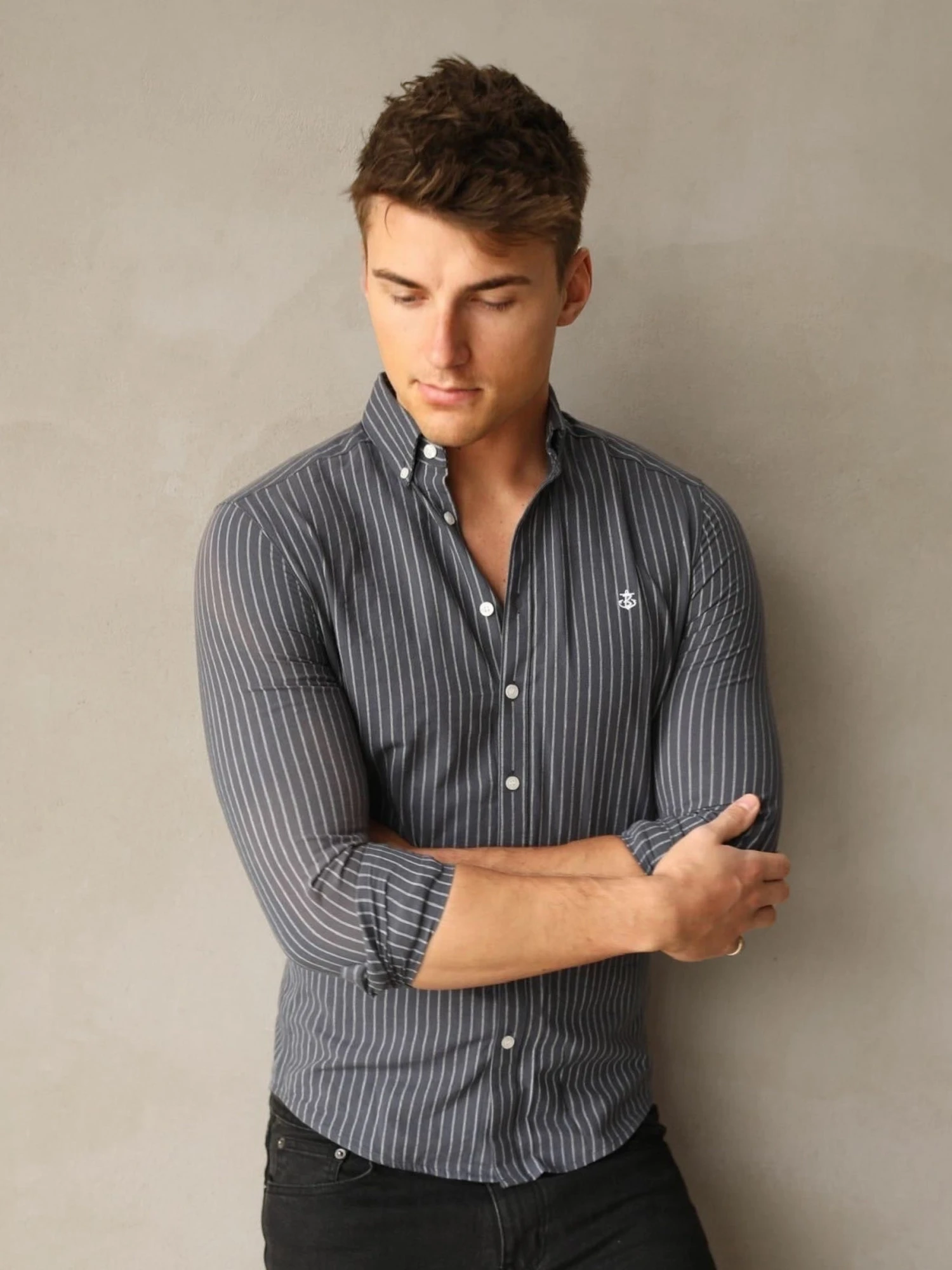 Blakely Modena Stripe Slim Fit Shirt - Navy 2 Blakely Modena Stripe Slim Fit Shirt - Navy - Image 2