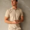 Maldini Tan Zip Polo Shirt - Premium Slim Fit Men's Lifestyle Polo -Blakely Clothing Store 2870TanLEADD